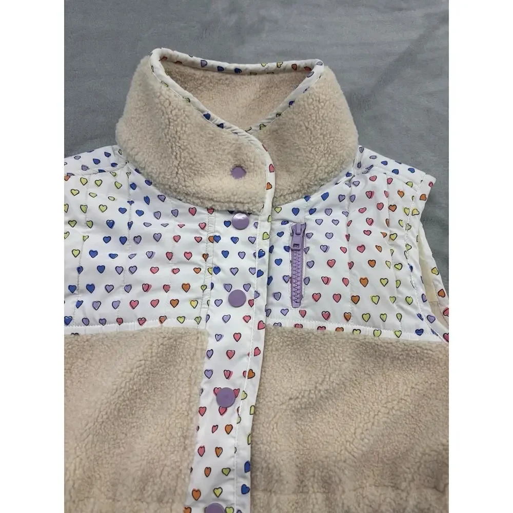 Roller Rabbit Girl's hearts Quilted Vest Size XXS Warm cozy Colorway